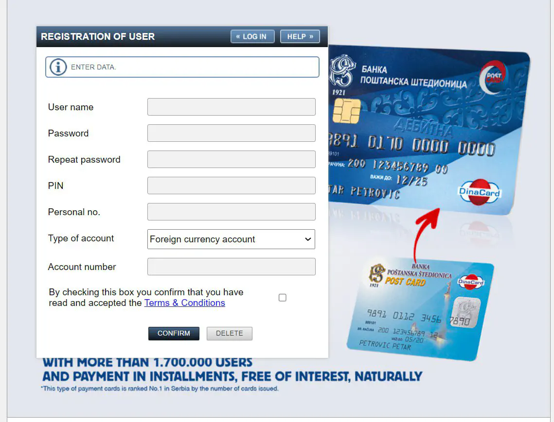 форма создания аккаунта