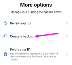 Нажимаем Create a backup