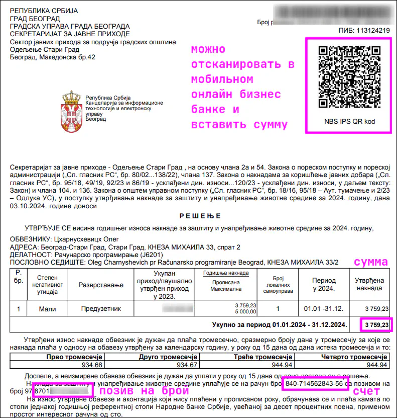 Пример решения по ЭКО таксе